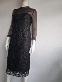 Peter Rommers couture jurk. Maat 36, Zwart/Italiaans kant.