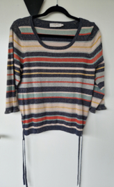 Cream trui. Maat L. Lurex/gestreept.