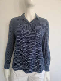 Marc O'Polo blouse. Maat 42, Donkerblauw/stippenprint.