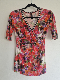 Marc Cain top. Maat 4, Roze/print.