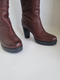 Shabbies Amsterdam hoge leren laarzen | Maat 41 | Bruin |
