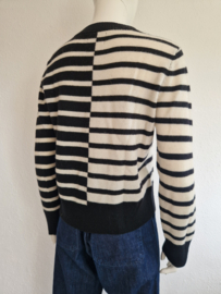 Cynthia Rowley trui. Maat L.Zwart/crème. Merino wol.