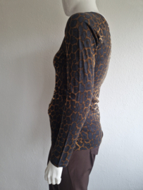Juffrouw Jansen top. Maat XL. Bruin/dierenprint.
