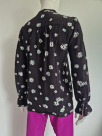 Fabienne Chapot blouse. Maat 38. Zwart/madeliefsjesprint.