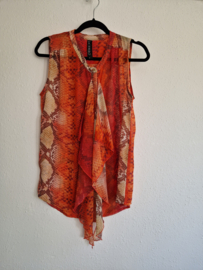 Sao Paulo mouwloze blouse. Maat 36, Oranje/roze/print.
