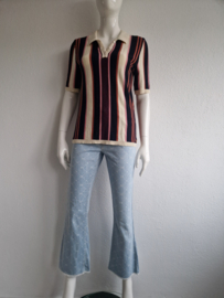 4Funky Flavours 'Let's work for a while' top. Maat L. Gestreept.