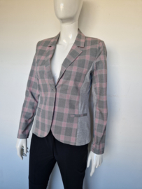 Kaffe blazer. Mt. 38, Roze/grijs/geruit.