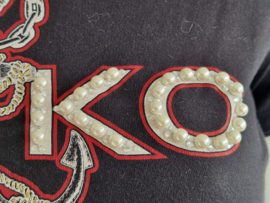 PINKO T-shirt. Maat XS. Zwart/ parels & strass logo