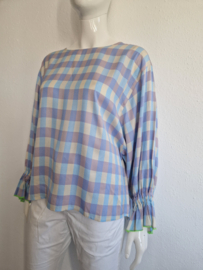 Essentiel Antwerp top. Maat 38. Geblokt/pastel.