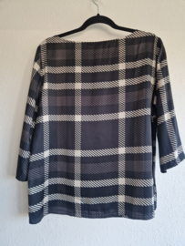 Monari top. Maat 40, Zwart/wit/ruitprint.