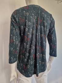 White Stuff top met V-hals. Maat 40. Groen/print.