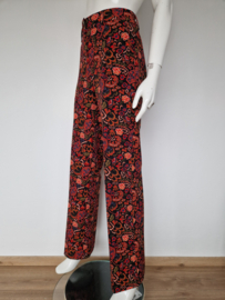 Geisha pantalon. Maat 36/38, Zwart/print.