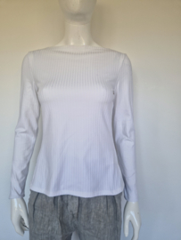 Vanilia rib top met boothals. Maat 38, Wit.
