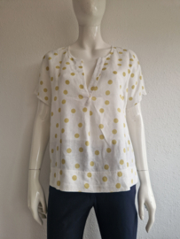 Sylver top. Maat 38, Crème/polkadots.