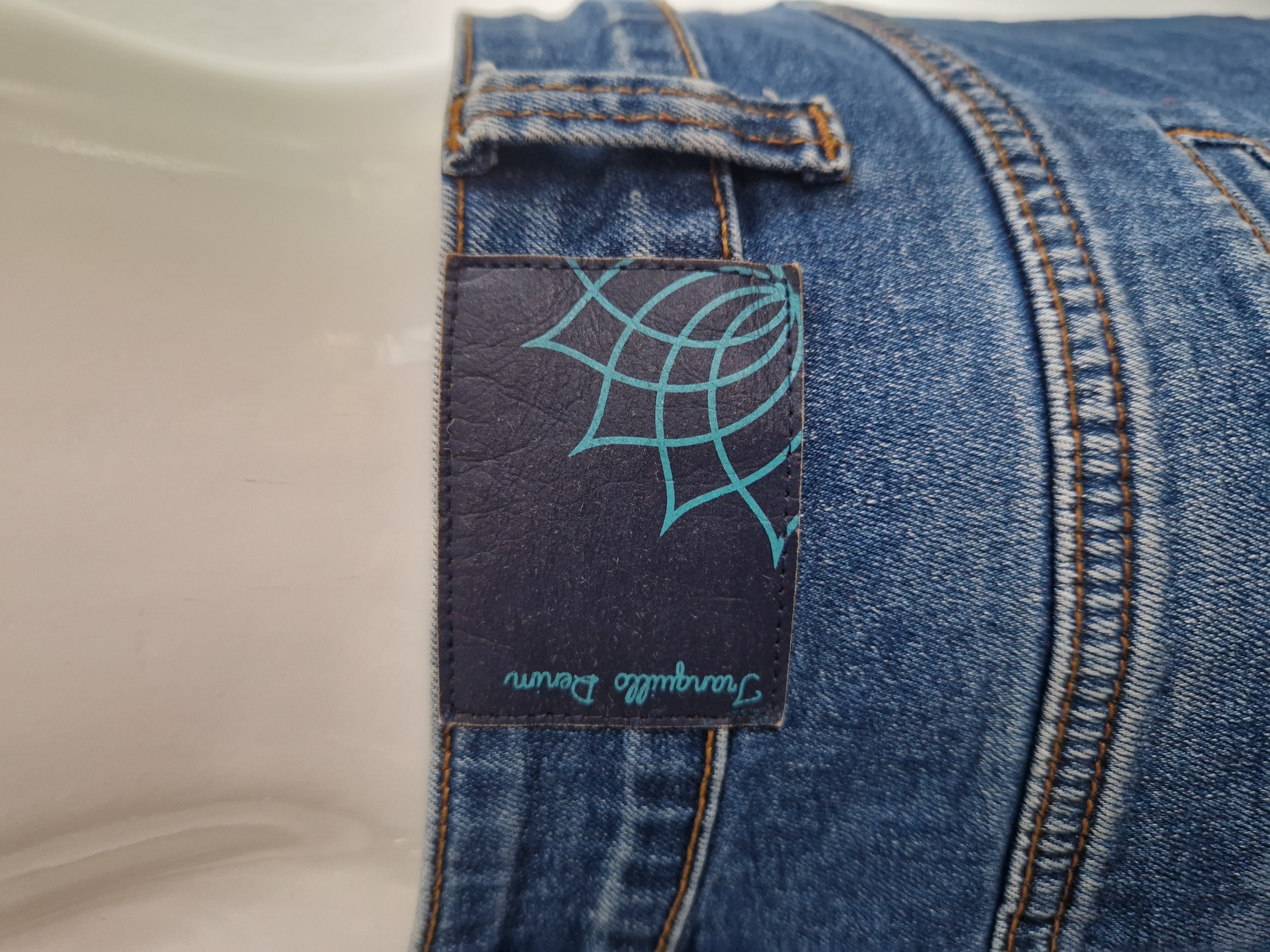 Tranquillo cropped jeans met wijde pijpen. Maat 40. Blauw.