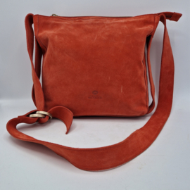 Fred de la Bretoniere crossbody tas. Rood/suède.