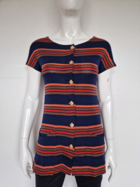 Missoni top. Mt. 38, Blauw/roze/gestreept.