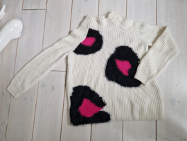 Marc Cain trui met turtleneck. Maat 4, Crème/roze/wolmix.