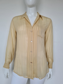 Max Mara blouse. Mt. 42, Zachtgeel/ streep.