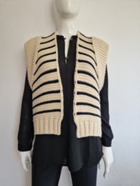 Summum mouwloos vest. Maat S. Crème/zwart.