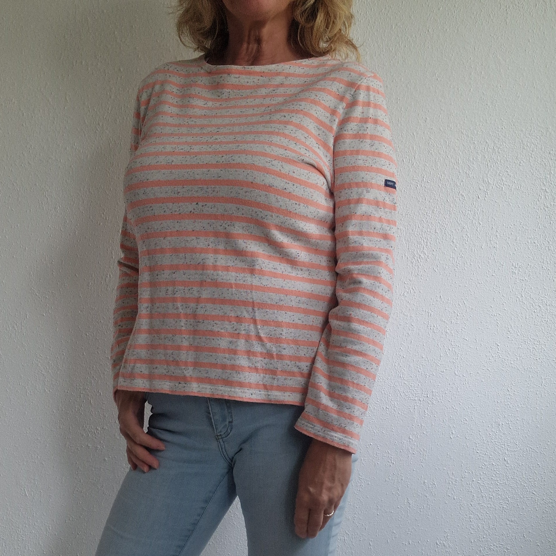 Saint James Bretons shirt. Maat 40, Zalm/crème.