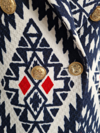 Attentif double breasted blazer. Maat 40. Blauw/crème.