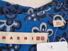Marni x Uniqlo blouse. Maat XXL. Blauw/bloemenprint.