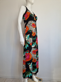 King Louie maxi dress. Maat M. Zwart/bloemenprint.