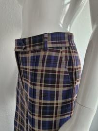King Louie pantalon met wijde pijpen. Maat 40. Blauw/rood/ruit.