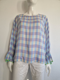 Essentiel Antwerp top. Maat 38. Geblokt/pastel.