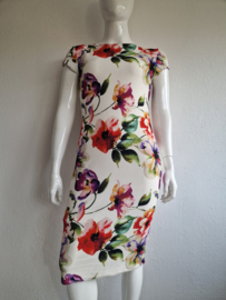 Vintage chic jurk. Maat 16, Crème/bloemenprint.