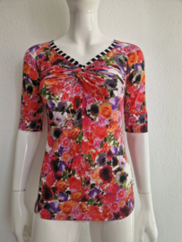 Marc Cain top. Maat 4, Roze/print.
