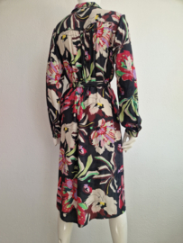 Pom jurk Kea Flower. Maat 40, Antracies/bloemenprint.