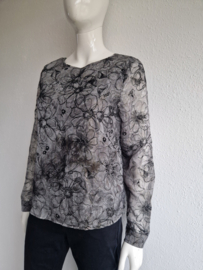 La Ligna blouse top. Maat 36. Grijs/bloemenprint.