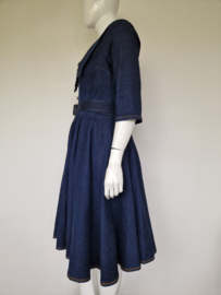 Rock-a-Booty Retro Denim Swing Dress. Maat 42, Blauw