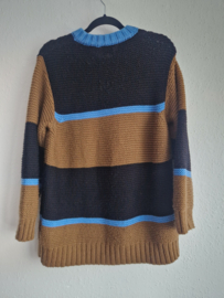 Paul Smidt trui met V-hals. Maat M. Bruin/zwart/wol.