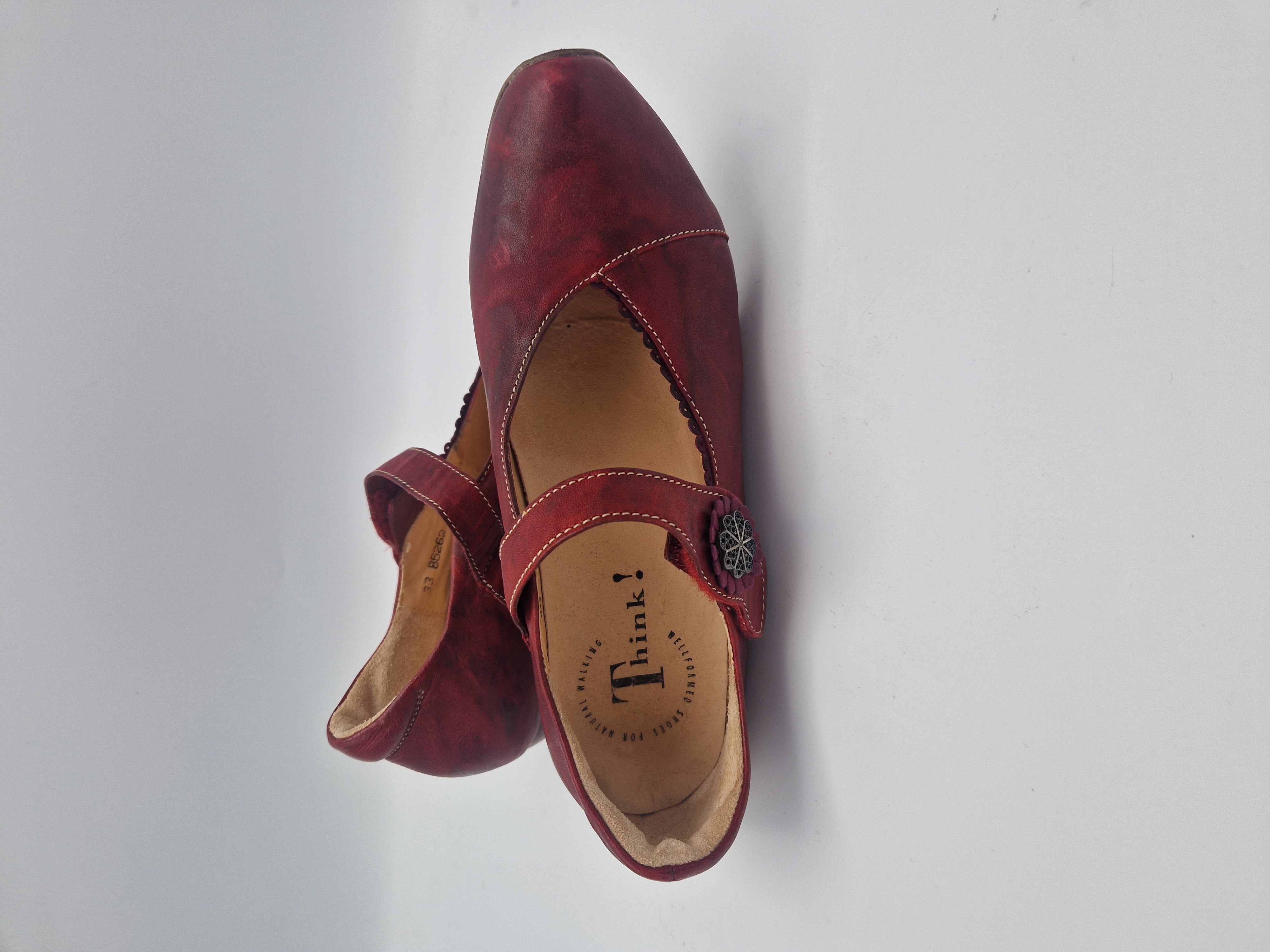 Think! Pumps. Maat 38,5, Rood gemêleerd/ leer
