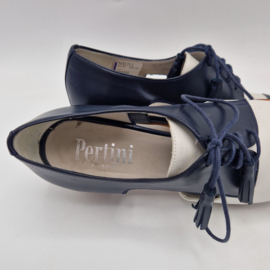 Pertini veterschoenen. Maat 39,5, Blauw/wit/leer.