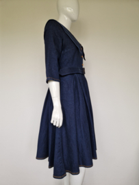 Rock-a-Booty Retro Denim Swing Dress. Maat 42, Blauw