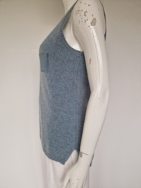 Humanoid luxe alpaca/merino top. Maat S. Blauw gemêleerd.