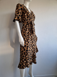 Summum Woman wikkeljurk. Maat L. Bruin/zwart/dierenprint