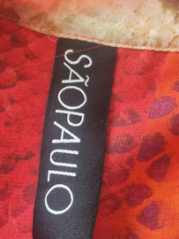 Sao Paulo mouwloze blouse. Maat 36, Oranje/roze/print.