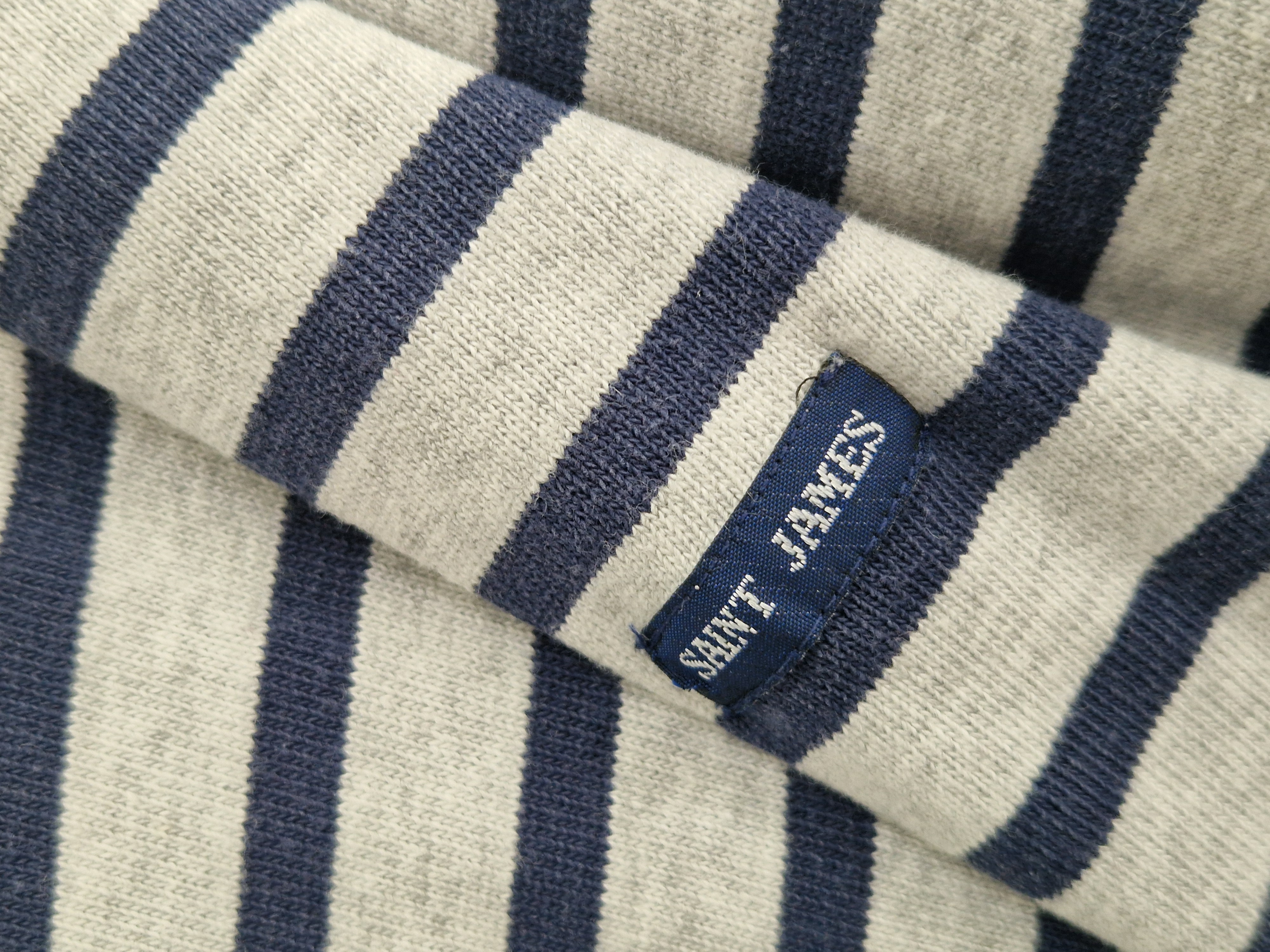 Saint James sweater. Maat M. Grijs/blauw gestreept.