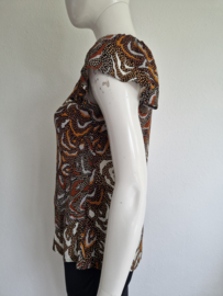 Summum Woman top. Maat 34. Bruin/oranje/print.