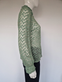 Frnch blouse. Maat M. Mintgroen/borduursels.