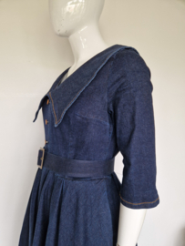 Rock-a-Booty Retro Denim Swing Dress. Maat 42, Blauw