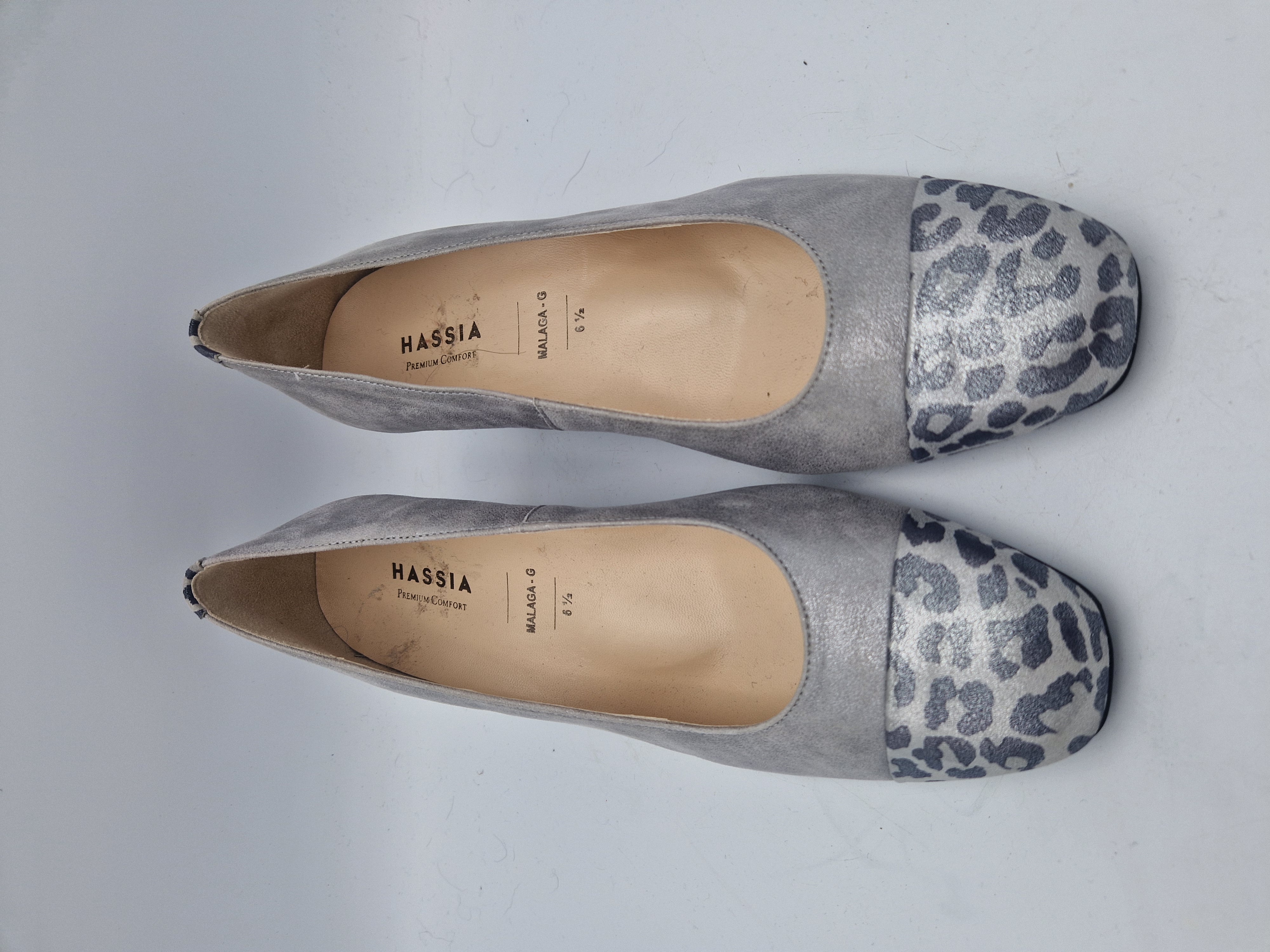 Hassia pumps Malaga. Maat 6,5, Zilver/ dierenprint/leer.