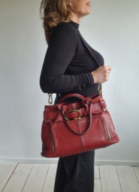 Bogner leren schoudertas . Bordeaux