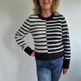 Cynthia Rowley trui. Maat L.Zwart/crème. Merino wol.