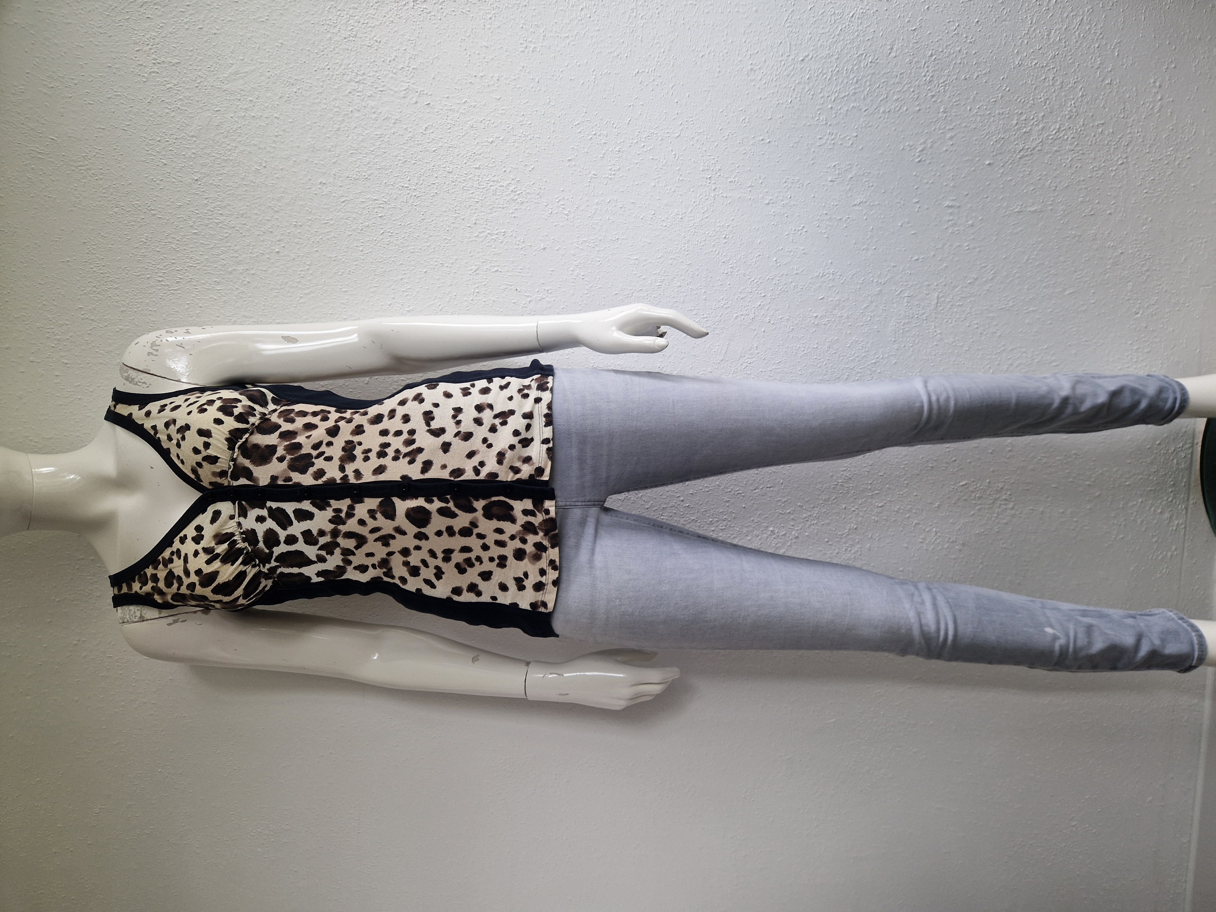 Marc Cain top. Maat 3,Crème/dierenprint.